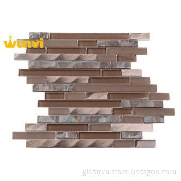 Custom Bedroom Glass And Metal Mosaic Tile , Metallic Glass